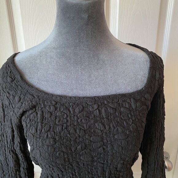 Old Navy Sheer Blouse Women’s Size Medium Black Stretch NWT Boat Neck - Picture 2 of 9